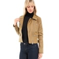 thumbnail image 2 of Made by Olivia Women's Long Sleeve Zipper Closure Moto Biker Faux Leather Jacket, 2 of 7