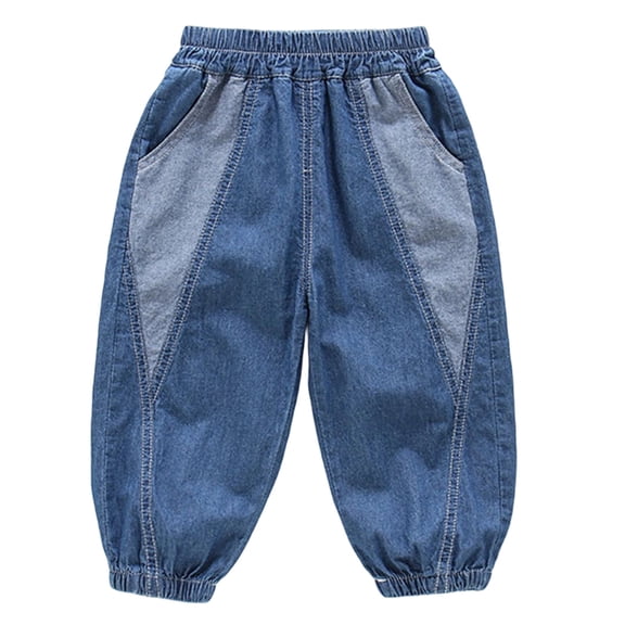 Glisme Toddler Boys Jeans Colorblock Harem Pants Denim Pants Lightweight Breathable Fall Casual Boys Baggy Trousers Size 4-5 Y