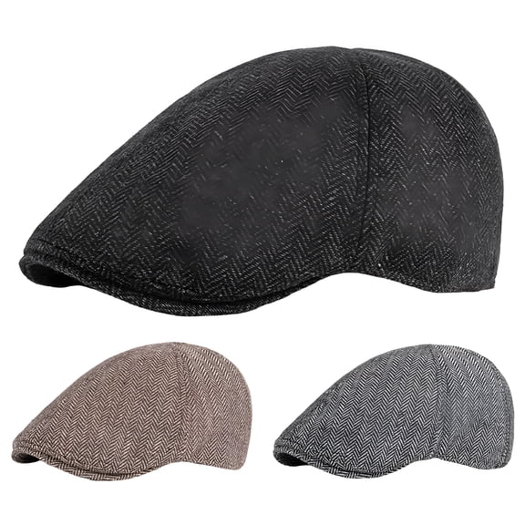 TELOLY Tweed Cap Irish Hat for Men's 8 Piece Flat Driving Cap Washable English Style Painter Hat Daily Wear Hat