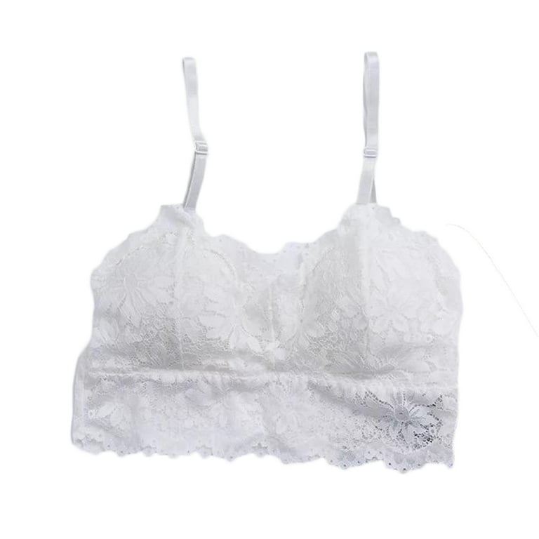 Women Floral Lace Wireless Bra Vest Hollow Out Strappy Open