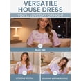 thumbnail image 5 of Casual Nights Women's Snap Front House Dress, Lightweight Short Sleeve Cotton-Poly Knit Duster Robe with Pockets, Mid-Calf, Plaid Light Purple Medium, 5 of 6