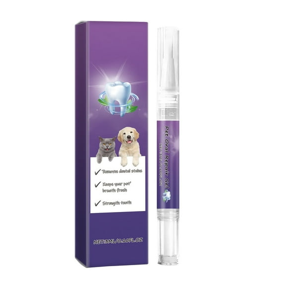 Dogs Teeth Cleaning Gel, Breath Freshener, Dogs Cats Oral Care, Canine Plaque Remove, All Natural - 3 ml / 0.1 Ounces