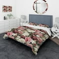 thumbnail image 1 of Designart 'Floral Pattern with Peonies' Bohemian & Eclectic Bedding Set - Duvet Cover & Shams, 1 of 4
