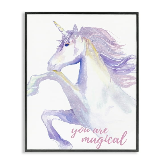 Stupell Industries You Are Magical Unicorn Fairy Tales & Fantasy Painting Black Framed Art Print Wall Art, 11 x 14