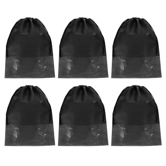 Uxcell Drawstring Shoe Bag, 6Pcs 17 x 13" Travel Shoe Bags Shoe Storage, Black