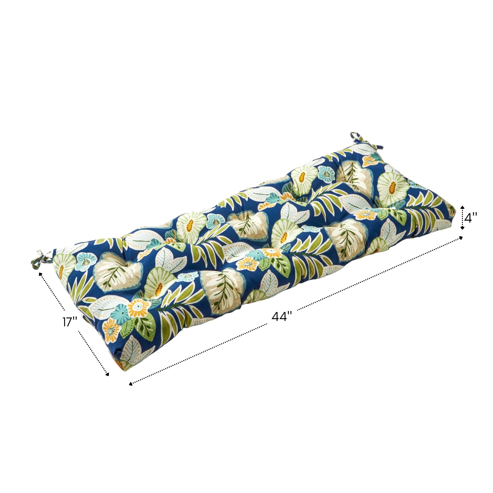 Greendale Home Fashions Marlow Blue Floral 44 x 17 in. Outdoor Bench Seat Cushion