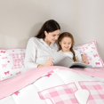 thumbnail image 4 of Manfei Teens Kawaii Grid Letter Monogrammed K Queen Comforter Set 3pcs,Kids Girls Cartoon Plaid Bowknot Bedding Comforter Set,Pink Reversible,Breathable Home Decor, 4 of 6