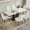 Table+6 White Chairs, variant on JUFU Dining Table Set for 6, 71'' White Marble Dining Table and Chairs, Modern Kitchen Table Set for 6,with 6 White&Gray PU Leather Upholstered Dining Chairs, Dinner Table Set for Dining Room