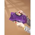 thumbnail image 5 of REMANLAND Women's Satin Pleated Evening Clutch Bag, Purple, 5 of 7