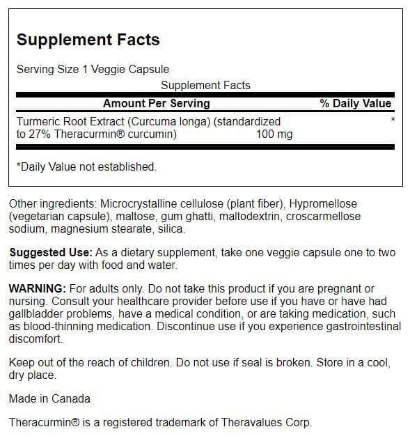 Swanson Theracurmin - Herbal Supplement Supporting Joint Health & Mobility - Formulated for High Absorption - (30 Capsules, 100mg Each) (2 Pack)