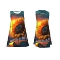 thumbnail image 7 of Naloa Sunset Coast Sunflower Print Women's Summer Spring Casual Beach Sundress,Vacation Sleeveless Tank Crewneck Loose Dresses, 7 of 7