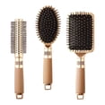 thumbnail image 2 of Juego de cepillos para el cabello de 3 piezas, desenredador húmedo y seco para mujeres, hombres, , niñas, regalos Dorado Yuyangstore cepillo de pelo, 2 of 8