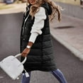 thumbnail image 2 of Erwazi Womens Puffer Vest Winter Hooded Sleeveless Button Long Puffy Jacket Warm Thick Quilted Coats with Pockets, 2 of 8