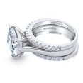 thumbnail image 3 of BERRICLE Sterling Silver Solitaire Wedding Engagement Rings 5.5 Carat Oval Cut Cubic Zirconia CZ East-West Ring Set for Women, Rhodium Plated Size 5.5, 3 of 11