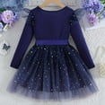 thumbnail image 6 of XEGLSBU Dresses for Girls 14-16 Girls Long Sleeve Gradient Star Dress Party Gown Autumn Fashion Formal Wear Blue Size 4-5 Years, 6 of 9