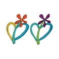 thumbnail image 1 of ID 3262AB Set of 2 Flower Heart Patches Valentine Embroidered Iron On Applique, 1 of 1