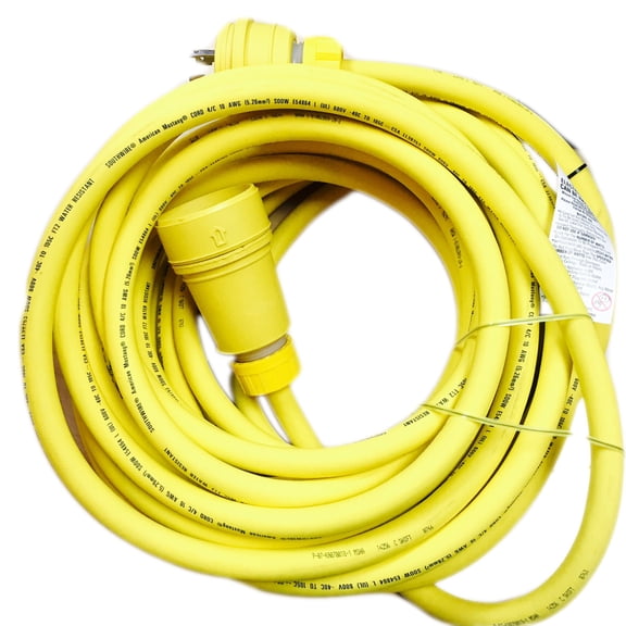 28W75B104, 1301430276 Watertite Cordset, 10 Gauge SOOW, 3 Pole/4 Wire, Cordset, Length 15.24m (50.0'), NEMA L15-30, 3ø 250V, RoHS