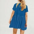 thumbnail image 6 of Women's Summer Casual Dress Crew Neck Babydoll Dress Ruffle Short Sleeve Sundress Tiered A-Line Swing Beach Mini Dress, 6 of 8