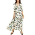 thumbnail image 2 of Women's Plus Size Bohemian Floral Printed Dress,Wrap V Neck Short Sleeve High Split Beach Party Maxi Dresses with Waist Strings, 2 of 4