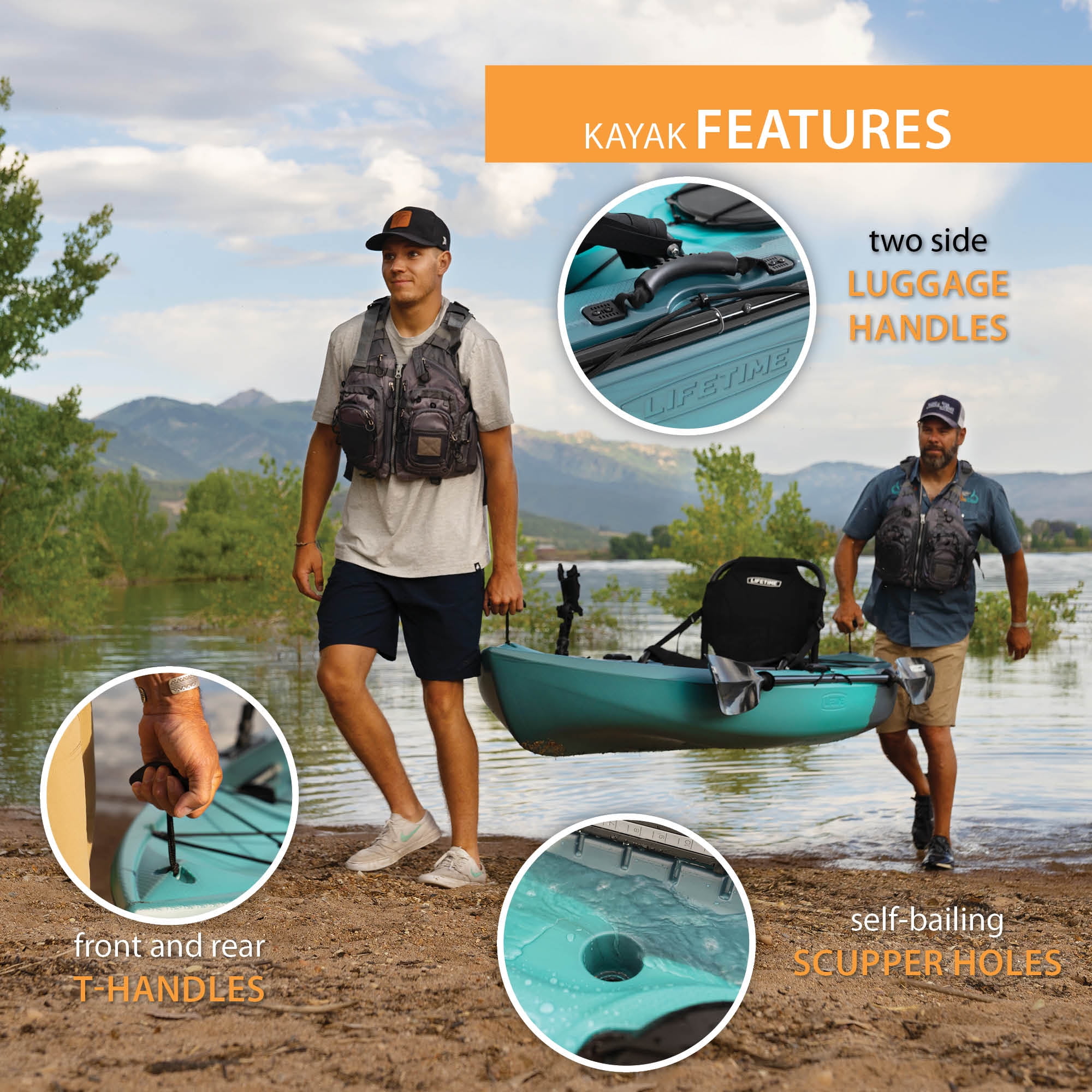 Lifetime Tamarack Pro-Comfort 10 ft 3 in Sit-On-Top Kayak, Capri Fusion (91117)