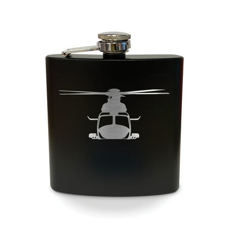 

AW139 Flask 6 oz - Laser Engraved - Stainless Steel - Drinkware - Bachelor Bachelorette Party - Bridal Shower Gifts - Camping - Pocket Hip - leonardo helicopter - Black