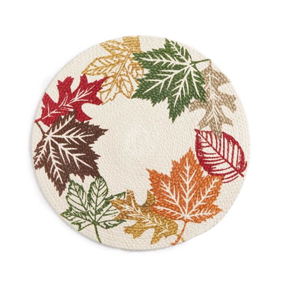 Elrene Leaf Wreath Braided 15″ Round Placemat