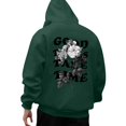 thumbnail image 7 of Men's Outdoor Casual Hooded Drawstring Sweatshirt, GOOD THINGS TAKE TIME Graphic Print Pullover for Hiking, Streetwear,Dark Green,M, 7 of 7