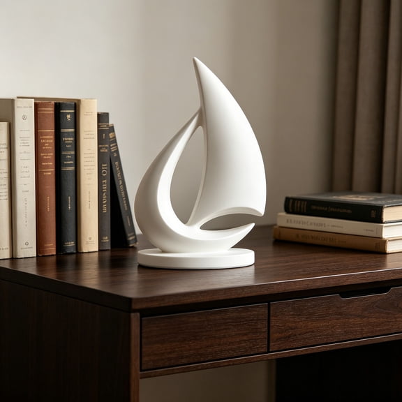 Eolstice Small Modern Sailboat Sculpture, Abstract Printed Decorative Statue, Home Art Piece for Living Room Office Shelf Tabletop Display Decor Accent,White