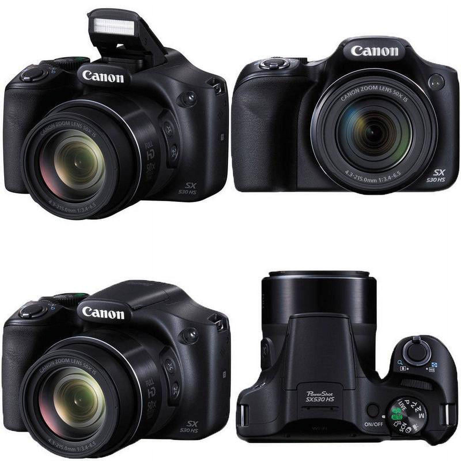 Canon PowerShot SX530 HS 16MP 50x Opt Zoom Full HD Digital Camera Black  Deluxe Bundle. Includes 8GB Secure Digital SD Memory Card, Compact Deluxe  Gadget Bag, 3pc. Lens Cleaning Kit, and 1