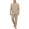 thumbnail image 2 of Dwelliawo Men's Spring Fall Pajama Set, Long Sleeve Henley Top and Long Pants, Soft Sleepwear Loungewear For Nightwear and Home Light Green XL, 2 of 5