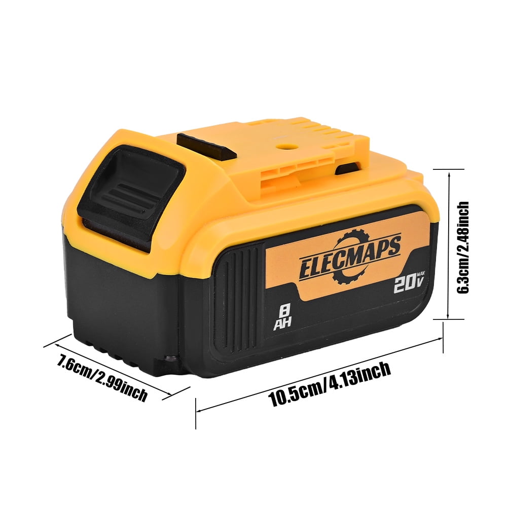ELECMAPS 4-Pack 20V 8.0Ah Battery for DeWalt, Replacement for DCB200 DCB201 DCB206 DCB204 DCB208, Compatible with DeWalt 20V MAX Cordless Power Tools & Chargers