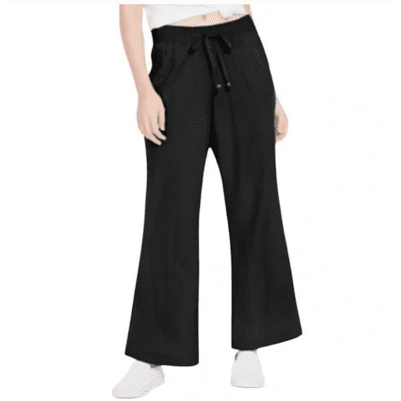 SOUNDSTYLE Women's Pleated Linen Pants, Black Large