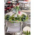 thumbnail image 4 of Outdoor Tablecloth with Umbrella Hole and Zipper, Christmas Snowflakes Round Table Cloth 60 Inch Waterproof Tablecloth, Xmas Winter Green Pine Trees Beige Picnic Table Cover for Patio Camping, 4 of 7