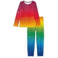 thumbnail image 4 of SCRAWLGOD Rainbow Pjs Sets for Women Long Sleeve and Pants Pajama Set with Pockets Size M Crewneck 2 Set Pajamas for Women Lightweight Nightwear Set, 4 of 6