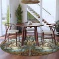 thumbnail image 3 of Round Area Rug 5 Ft, Vintage Cranes Washable Non-Slip Circle Carpet for Living Room/Bedroom, Country Retro Chic Glass Flower Textured Low-Profile Runner Mats Collection Rugs for Indoor, 3 of 8