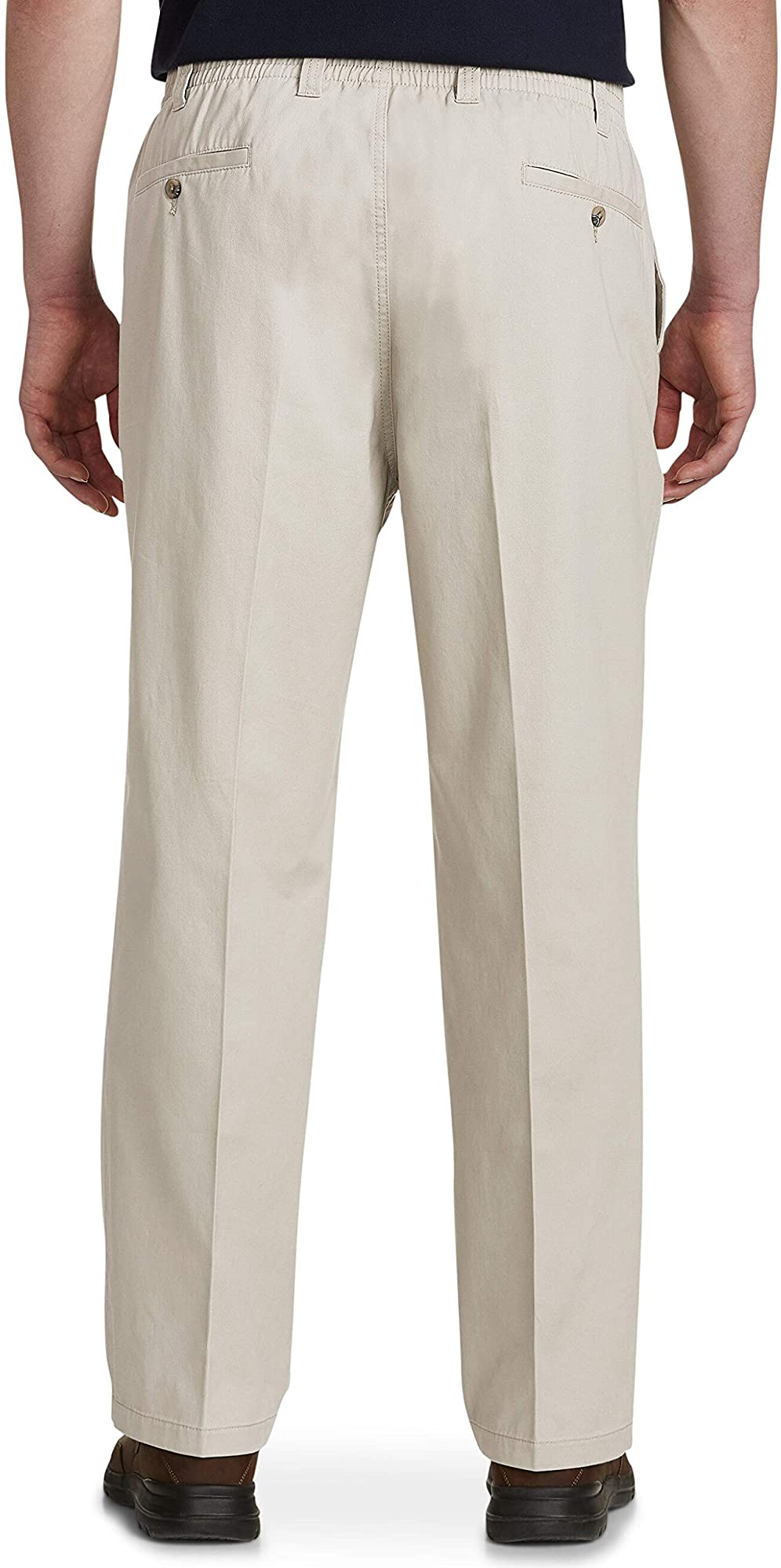 Tall Elastic-Waist Twill Pants Unhemmed 