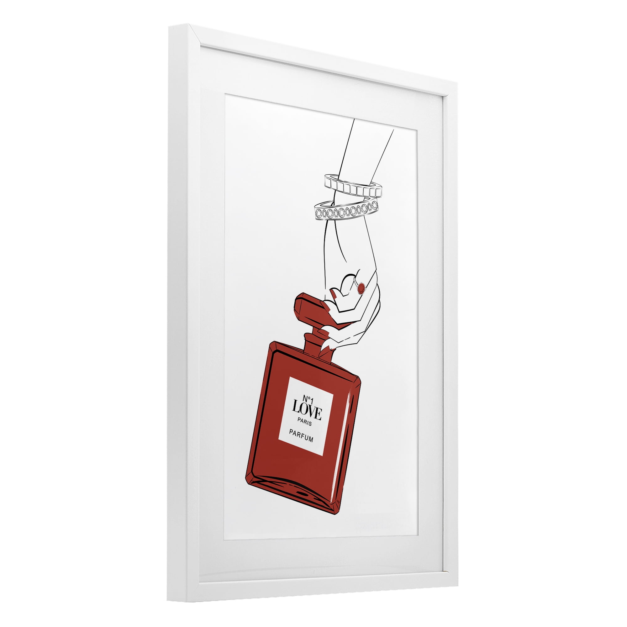 Stupell Industries Red Perfume In Hand White Framed Print Under Glass, design by Martina Pavlova