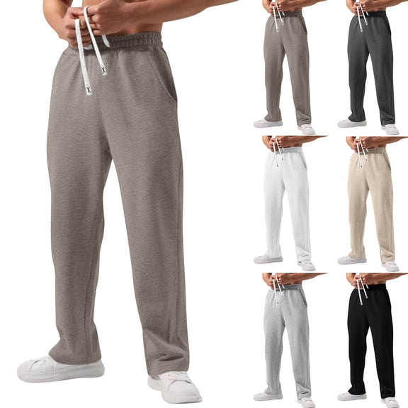Men's Baggy Sweatpants Drawstring Elastic Waist Workout Running Sweat Pants with Pockets Light Gray XL