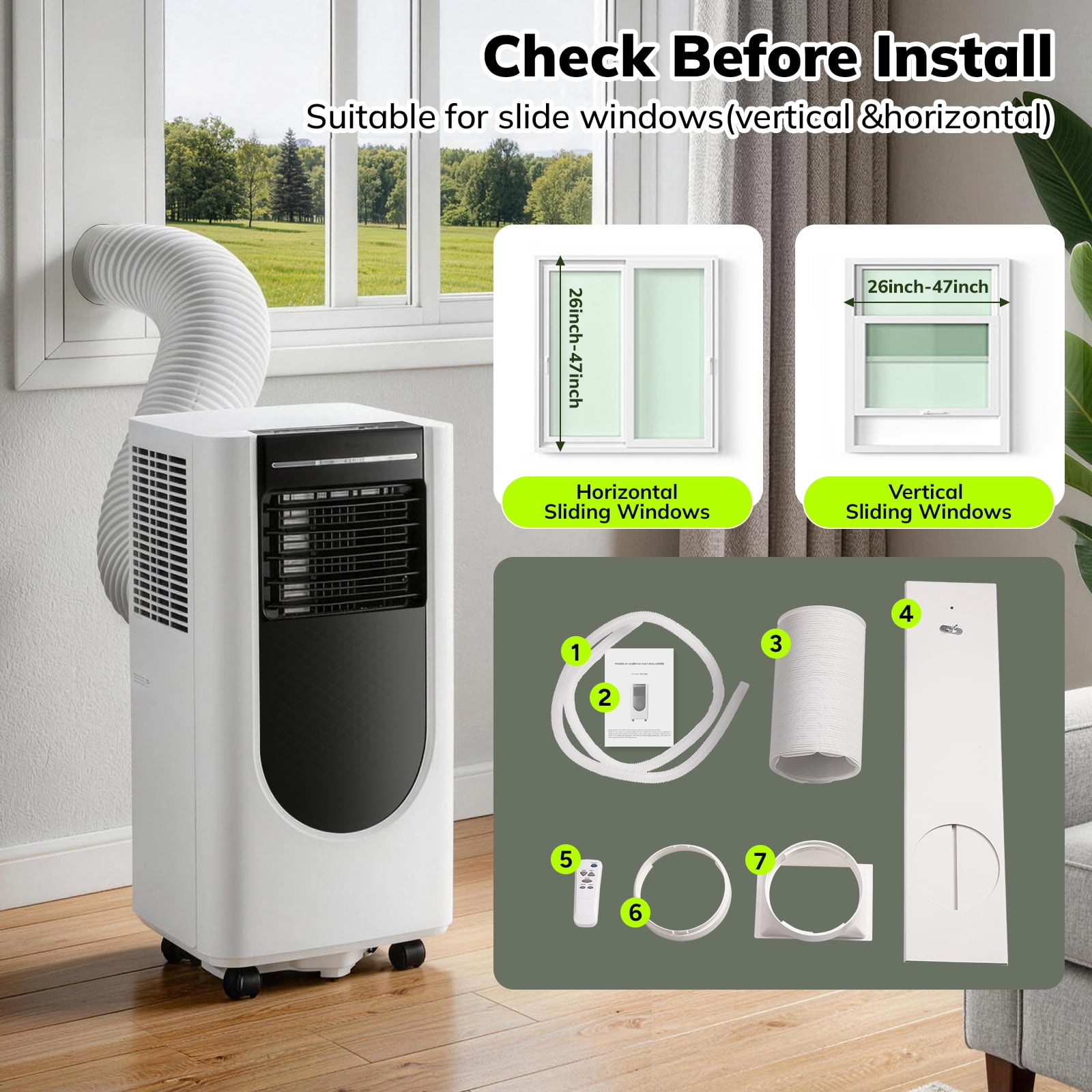 JIEJIA 8000 BTU Portable Air Conditioner, 3-in-1 AC Unit with Fan, Cool and Dehumidifier, Remote Control, Sleep Mode , for Rooms up to 250 Sq Ft