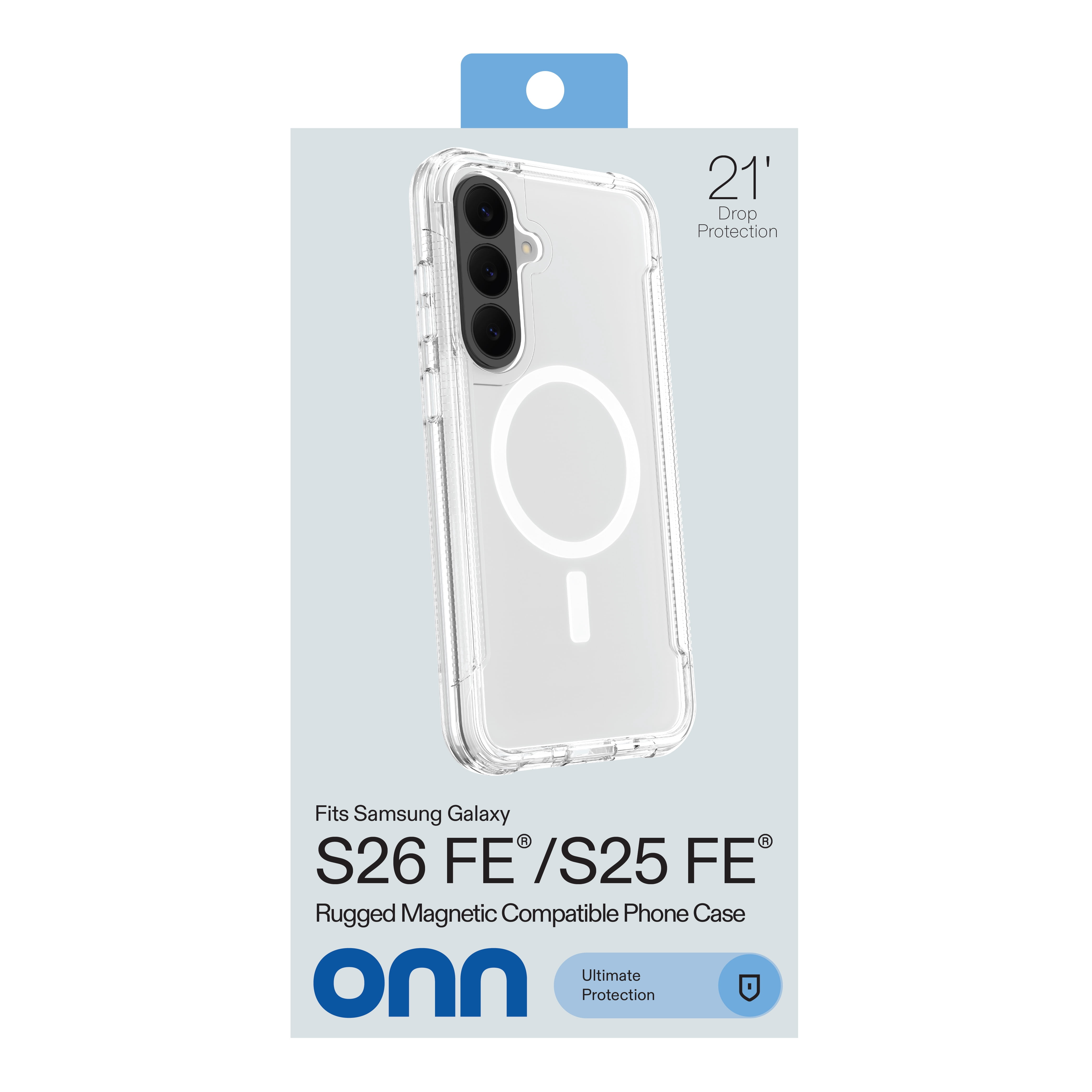 onn Rugged Phone Case for Samsung Galaxy S26 FE / S25 FE, Magnetic Compatible - Clear