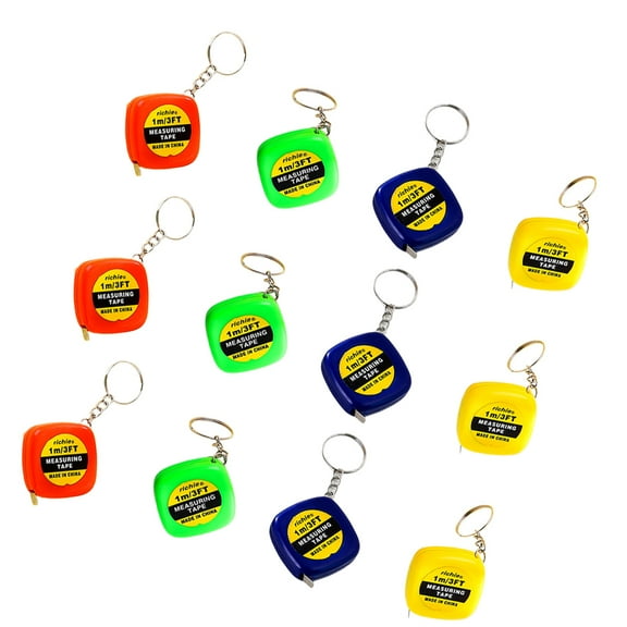 24PCS Small Retractable Tape Measure Pendant Portable Square High Precision Tape Measure with Key Ring (Assorted Color)