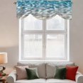 thumbnail image 3 of Tie Up Valances for Windows, Blue Ocean Adjustable Valance Curtains Window Treatment for Living Room/Bedroom, Summer Water Ripple Sea Waves Texture Rod Pocket Kitchen Curtains & Drapes 42x18 Inch, 3 of 9