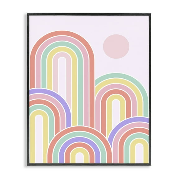 Stupell Industries Pastel Rainbow Arches Abstract Painting Black Framed Art Print Wall Art, 11 x 14