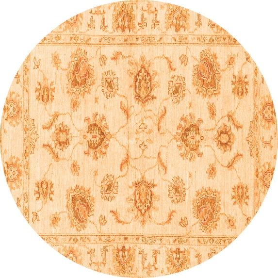 Ahgly Company Indoor Round Oriental Orange Traditional Area Rugs, 7' Round
