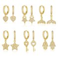 thumbnail image 3 of Ydou 14K Gold Plated Post Lightweight Drop Dangle Huggie Hoop Earrings for Women | Cross, Star, Heart,Hand of Fatima | Dainty Earrings, 3 of 8