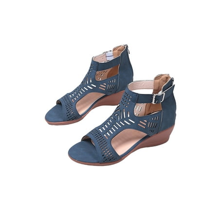 

Woobling Girls Soft Pumps Vacations Anti Slip Sandals Shopping Sandals Wedge&platform Shoes Women Spring Brathable High Top Zipper Back Sandals