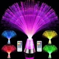 thumbnail image 1 of JM 2 paquetes de lámpara de fibra óptica LED que cambia de color, centro de mesa de fibra óptica con base de cristal, luces de fibra óptica con purpurina alimentadas por pilas, luz sensorial relajante de 13,5 pulgadas para decoración del hogar, control remoto JM JM, 1 of 5
