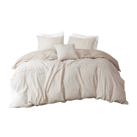 Gracie Mills Jennings Modern Farmhouse Organic Cotton Comforter Cover Set with Removable Insert - GRACE-14105