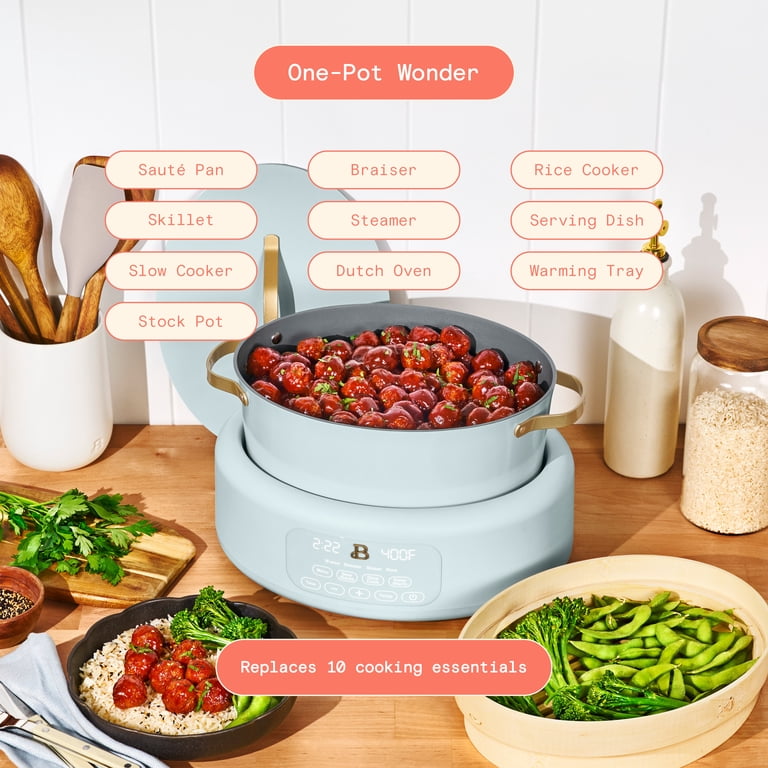 Beautiful 10-in-1, 8 Qt Multi-Cooker with Bamboo Steamer Insert