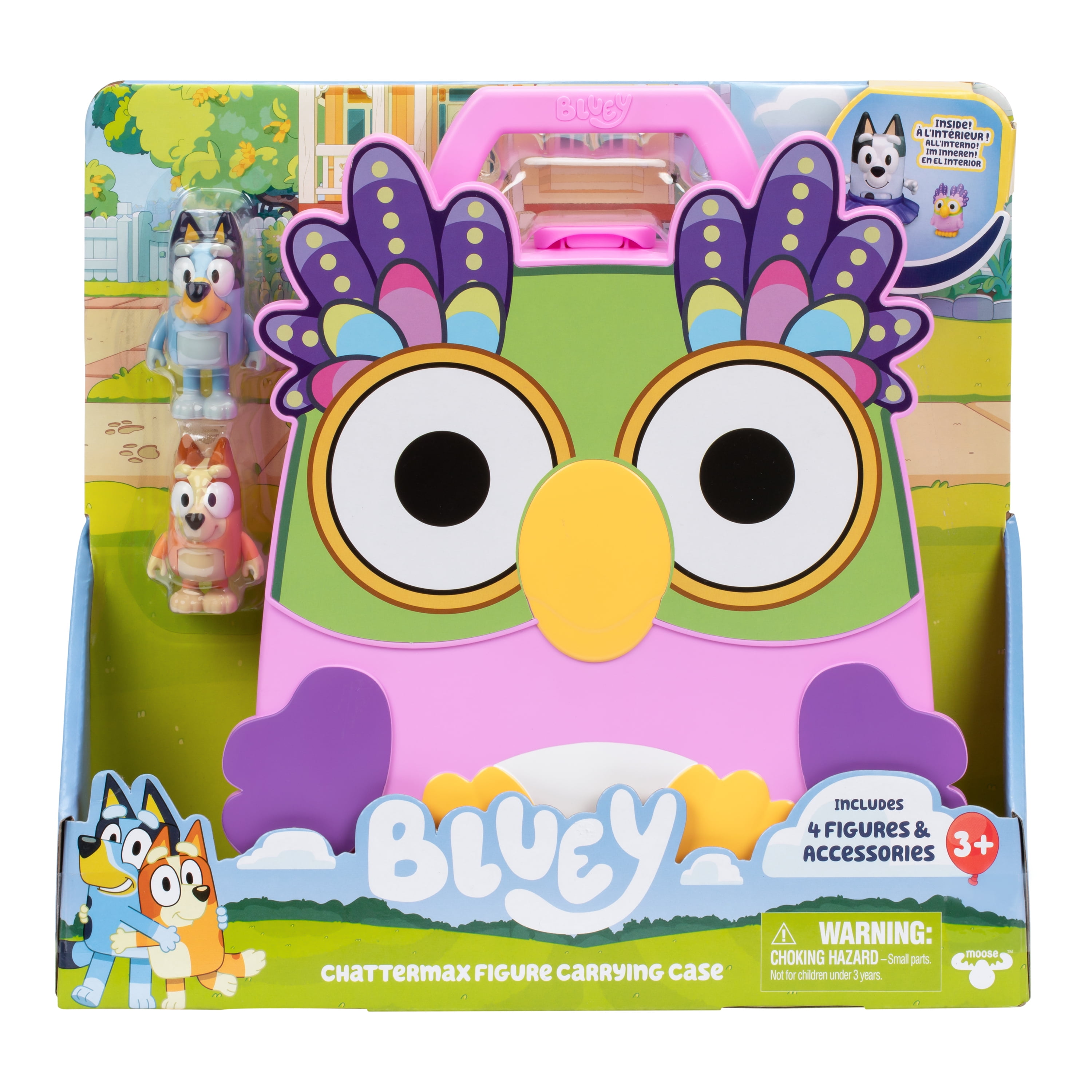 Chattermax Figure Case, Includes Bluey, Bingo, Muffin and Chattermax, Toys for Kids 3-6 Years